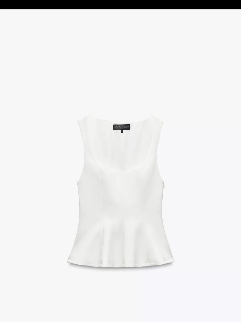 Zara White Peplum Scoop Neck Tank Top